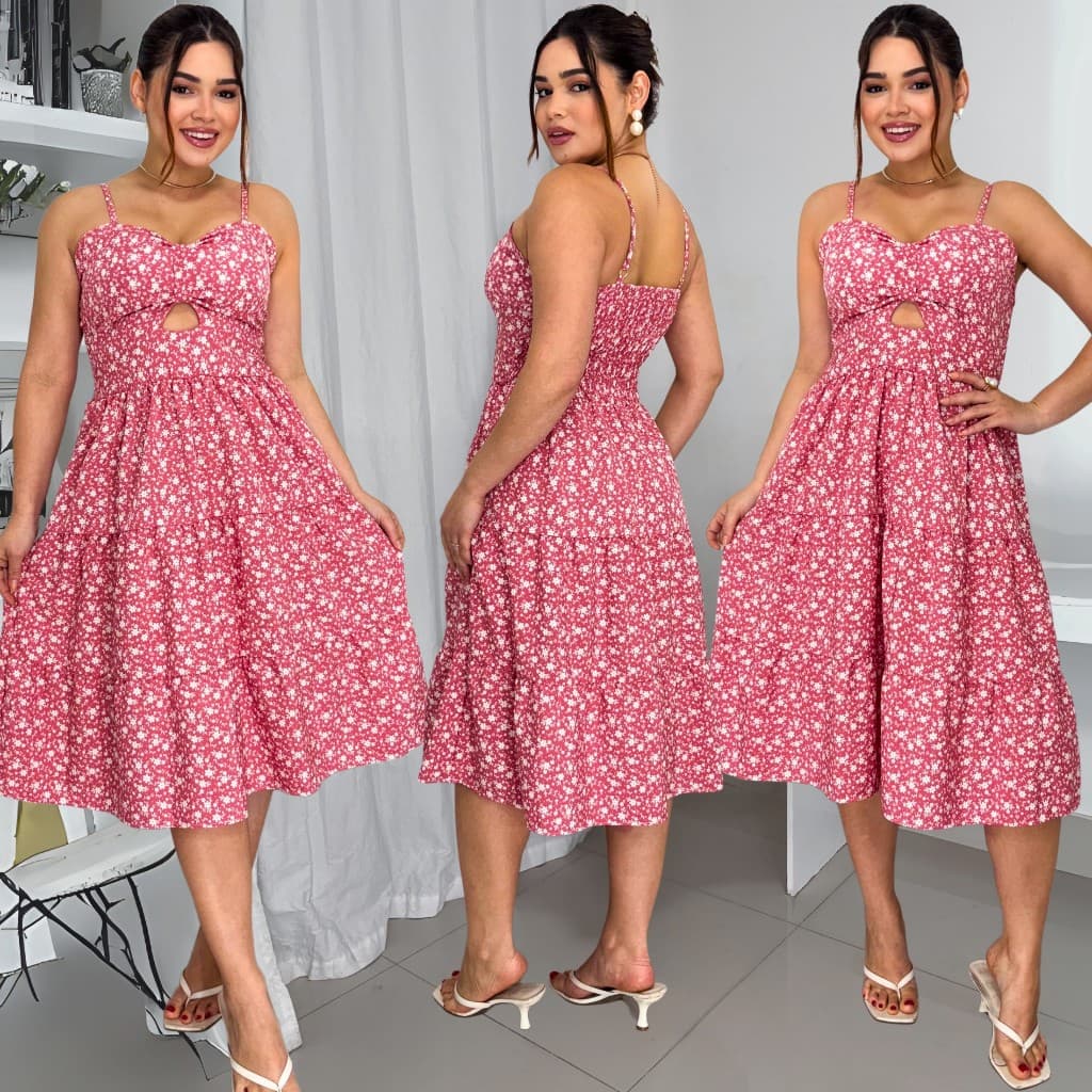Vestido Feminino Tamanho M - G com Bojo alca Fina e Lastex Na Costa Roupa Feminina