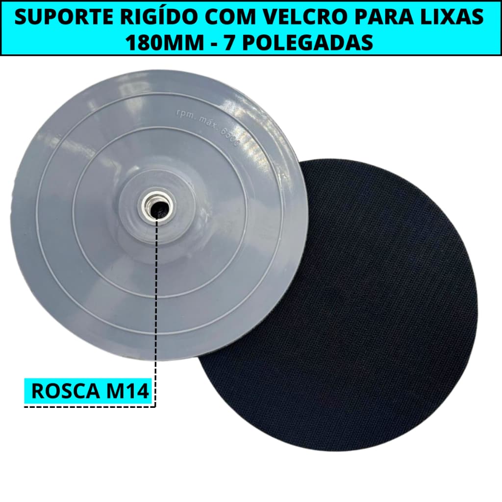 Suporte 180mm Esmerilhadeira Lixadeira 7 Polegadas Rosca M14 Com Velcro Para Lixas Espanhola Durite