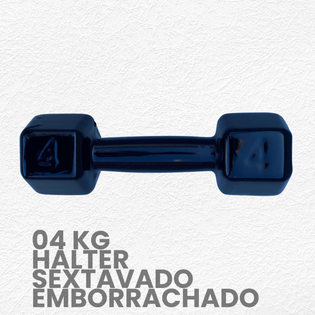 Halter sextavado Emborrachado 4kg / peso de academia 4kg - 1 unid