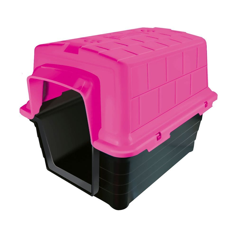 Casinha Para Cachorro Furacão Pet N1 Raças Pequenas Rosa Casa Cama Plástico Resistente Cães