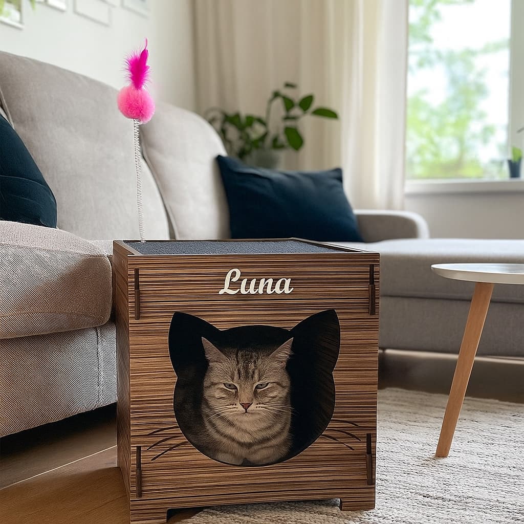 Nicho Casinha Toca Personalizada Para Gato Com Carpete Arranhador
