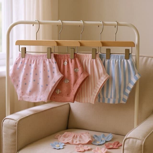 Kit 4 Calcinhas 100% Algodão Infantil Tapa Fralda Sortidas Calcinhas Baratas Para Criança de 0 a 12 meses