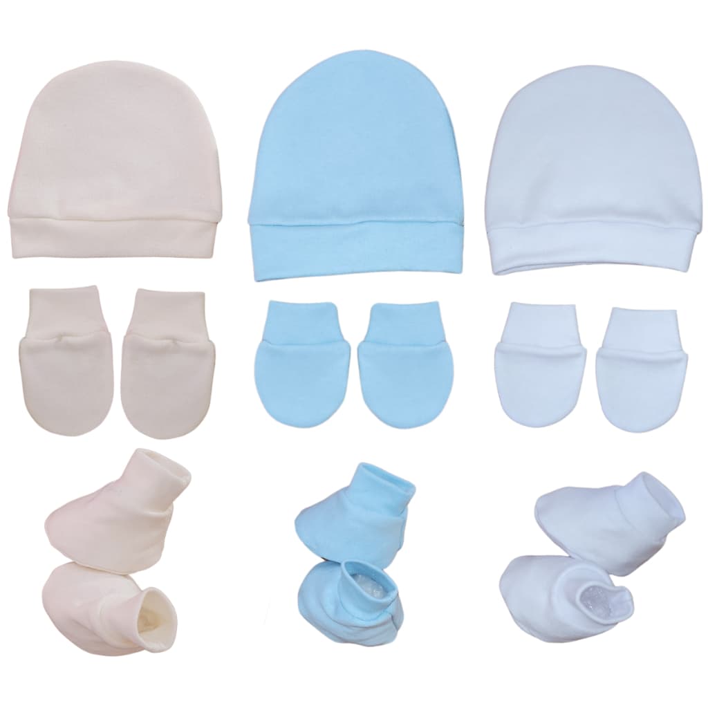 3 Kit Luva Sapatinho Touca Kit Maternidade Enxoval 100% Algodão Suedine Fofo Macio Essencial Bebê