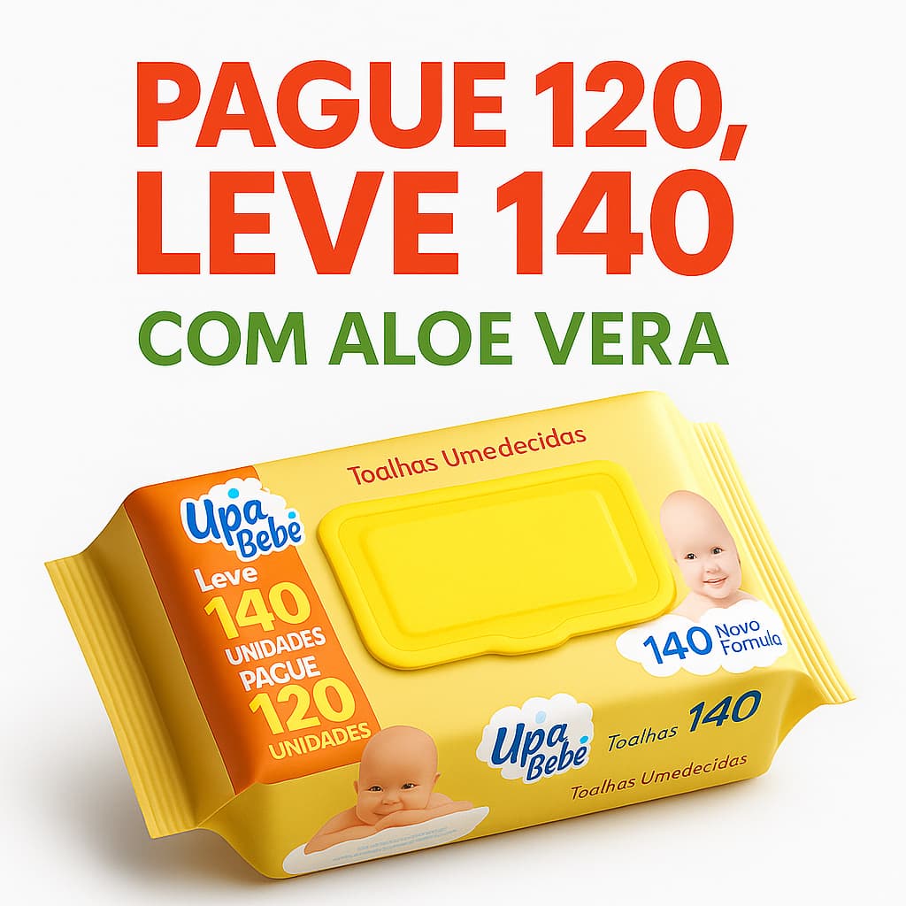 Kit Lenços Umedecidos Upa Bebê | Sem Álcool | Kit Toalhas Umedecidas | Pacotes com 140 Toalhas | Kit Econômico