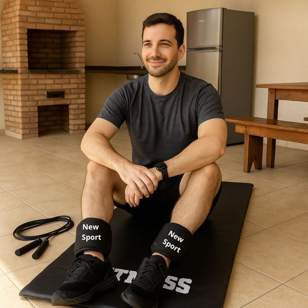 Colchonete de Treino Caneleiras 4kg  Corda de Pular Kit para Exercícios Funcionais Musculação e Fitness em Casa