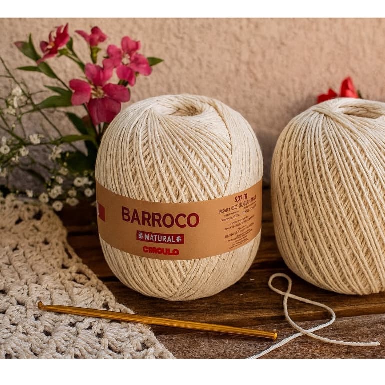 Fio de Barbante Barroco Natural Círculo 700g Cru Para Crochê e Artesanato