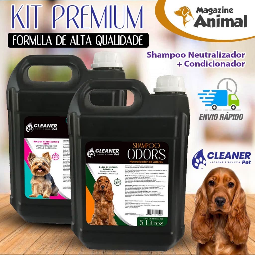 Kit Shampoo Profissional para Cachorro Neutralizador de Odores 5 Litros + Condicionador 5 Litros Banho e Tosa UP Clean
