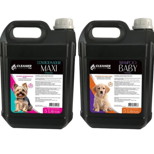 Kit Shampoo profissional para cachorro Filhotes 5 Litros + Condicionador Prof. 5 Litros cleaner