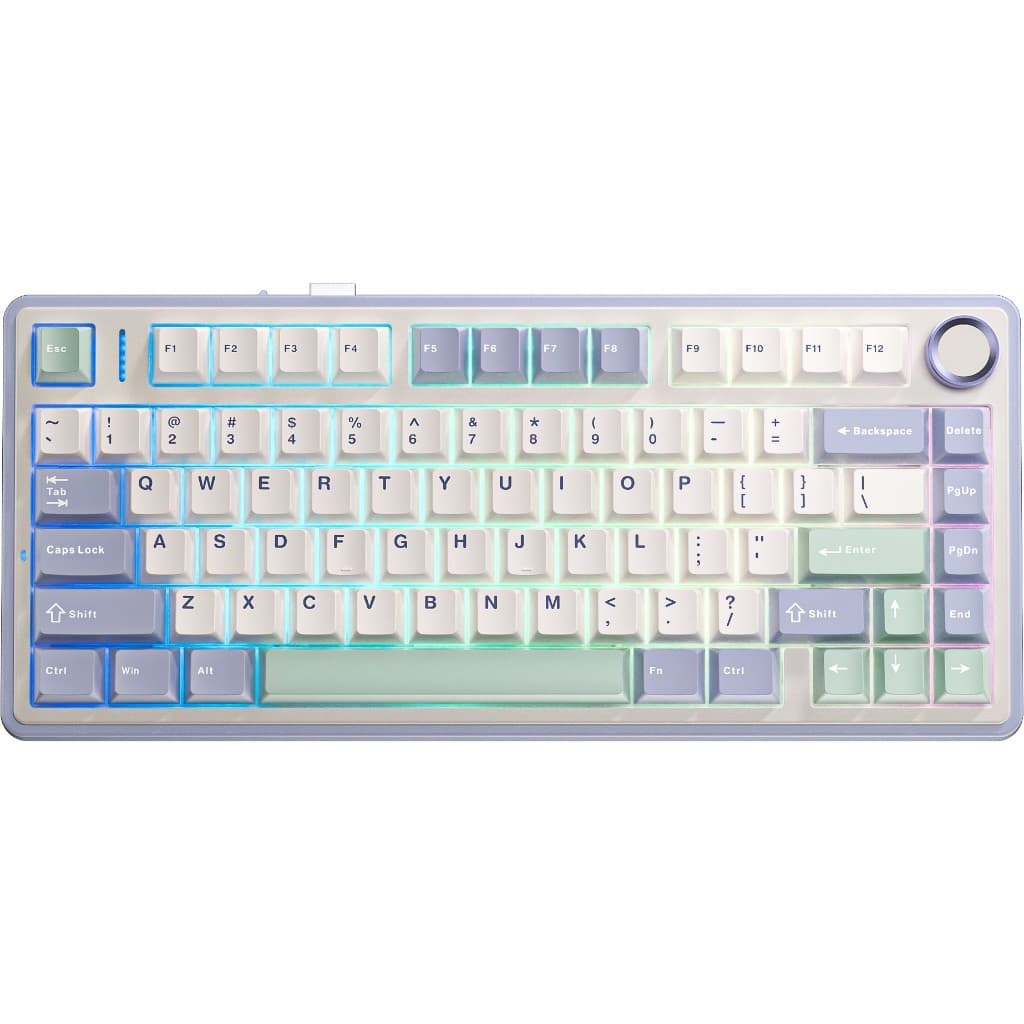 Teclado Mecânico Aula F75 Layout 75 RGB Hot Swappable LEOBOG Cinza Idioma Ingles US Verde