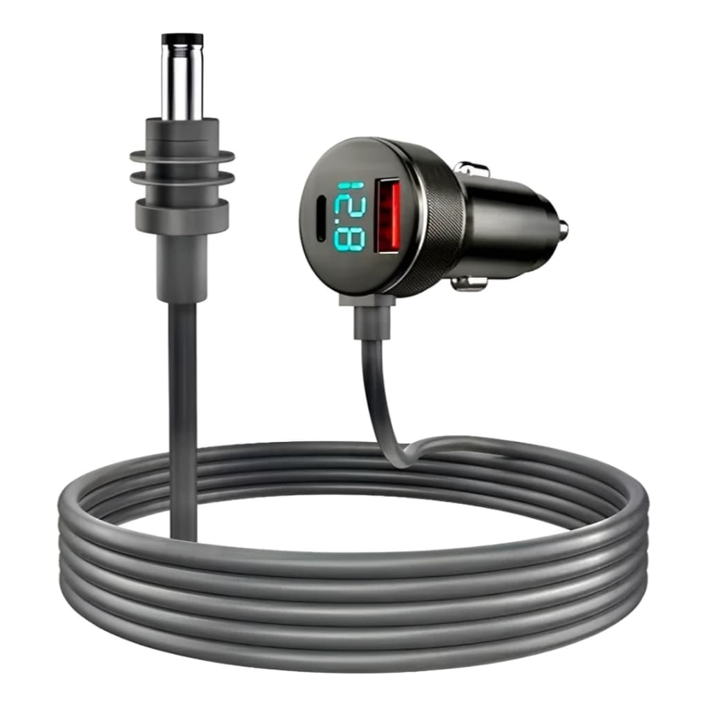 Carregador Veicular 3 em 1 para Starlink Mini | USB-C, USB 3.0, Cabo DC 2m | 12V/24V c/ Voltímetro