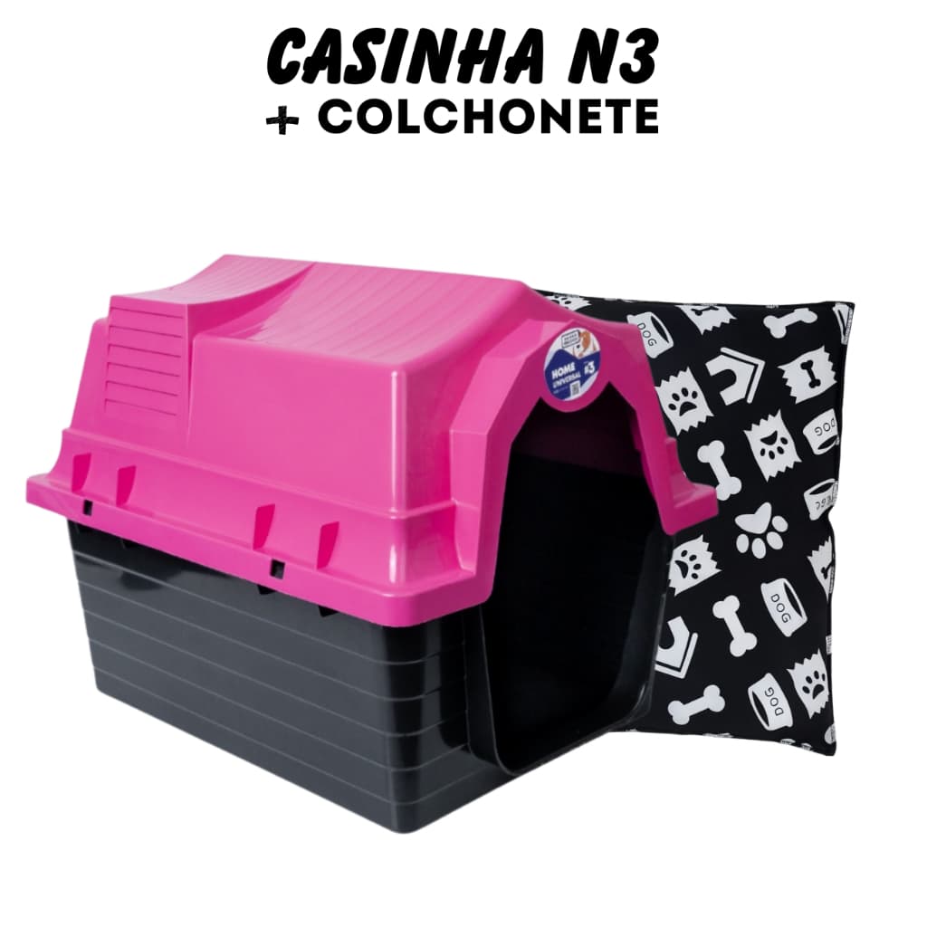Casinha Pet Cachorro N3  Para Porte Pequeno + Colchonete Dupla Face