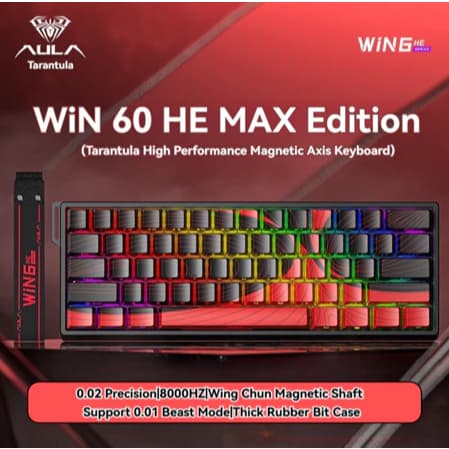 AULA Win 60HE Max linha vermelha Eixo Magnético Teclado Mecânico Personalização DIY Fps Gaming RGB
