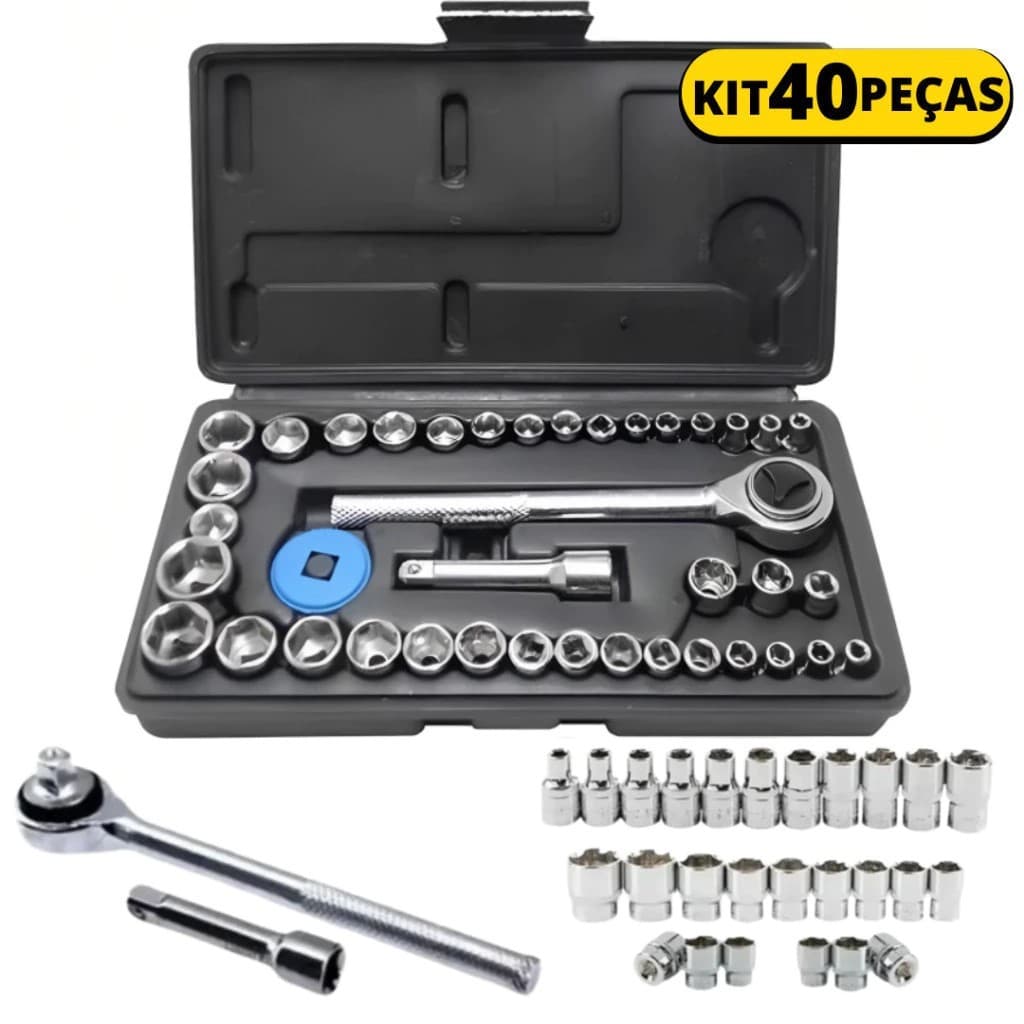 Kit De Ferramentas 46 Peças Jogo De Chave Catraca Caixa De Ferramentas Completa