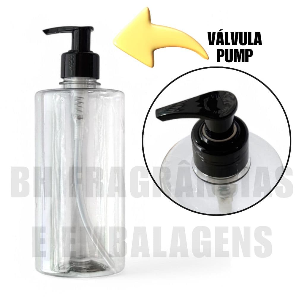 Frasco Pet Transparente Com Válvula Pump 500ml Kit Para Viagem Refil Sabonete Shampoo Creme