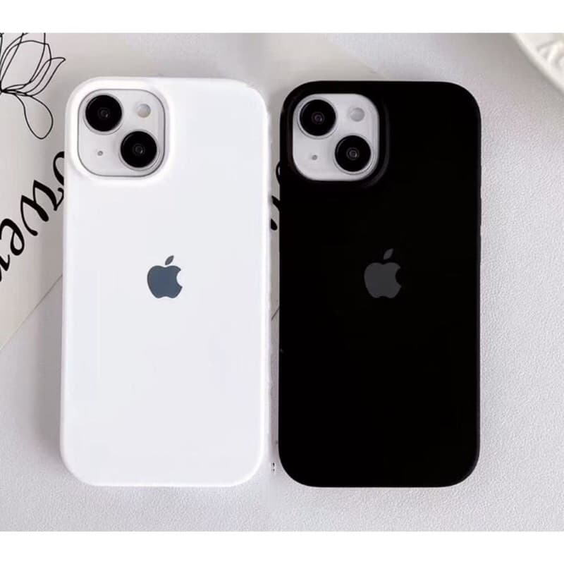 Capinha Silicone Aveludada iPhone Preto Branco 7 8 Plus XR 11 12 13 14 15 16 Pro Max Capa iPhone