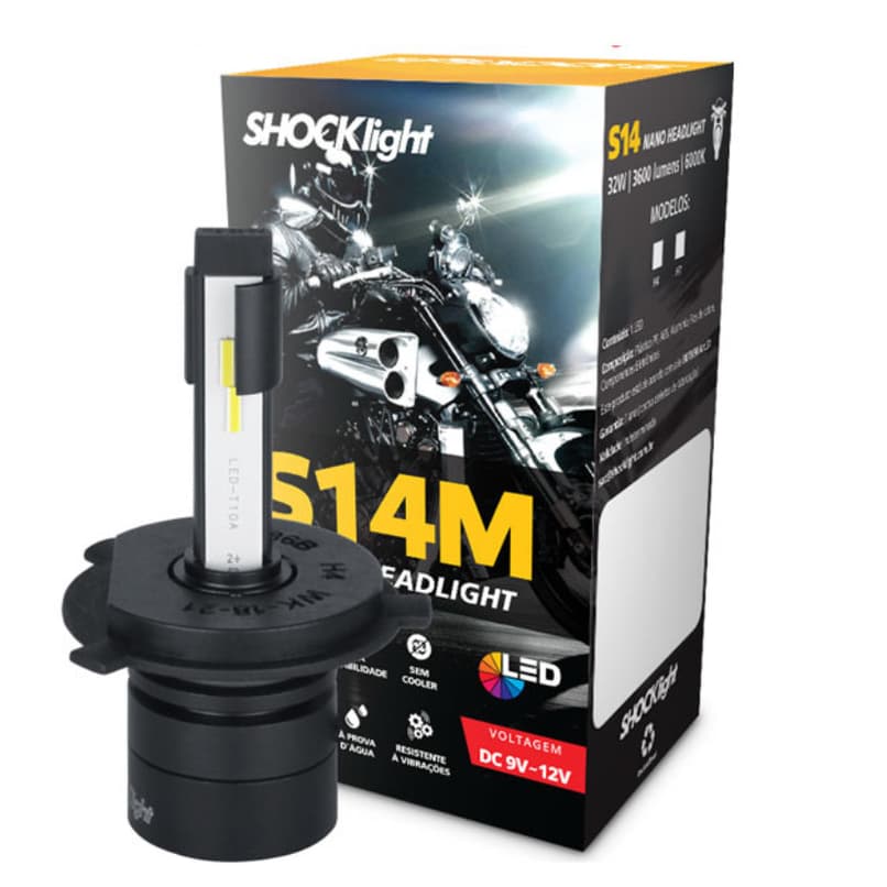Lâmpada super LED Moto H4 S14 Moto Nano /Luz Branca 6000K MOTO/ Resistente à Água, Calor e Vibrações