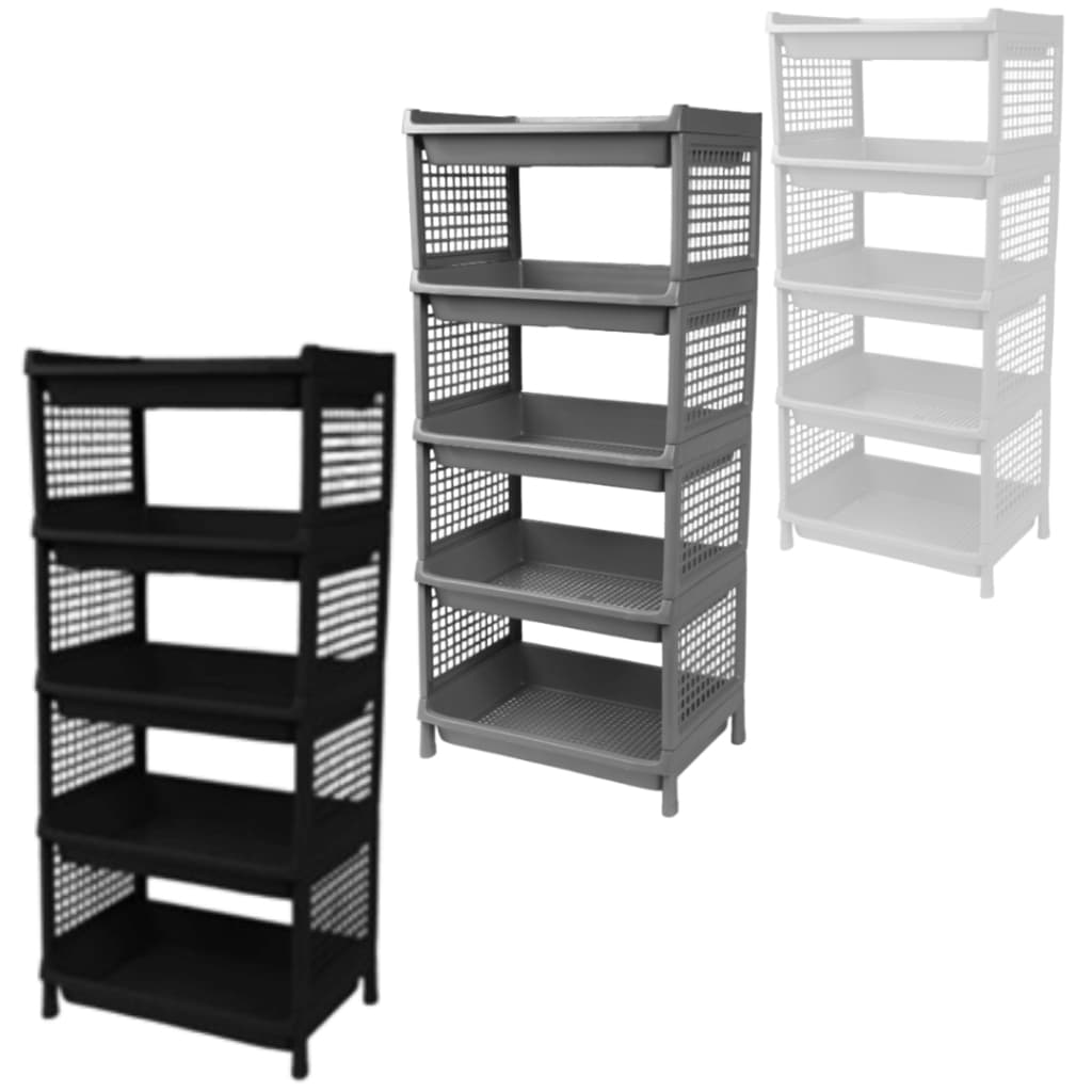 Estante com 5 Prateleiras Organizadora de Plástico Modular Multiuso para Cozinha Quarto Escritório Fruteira