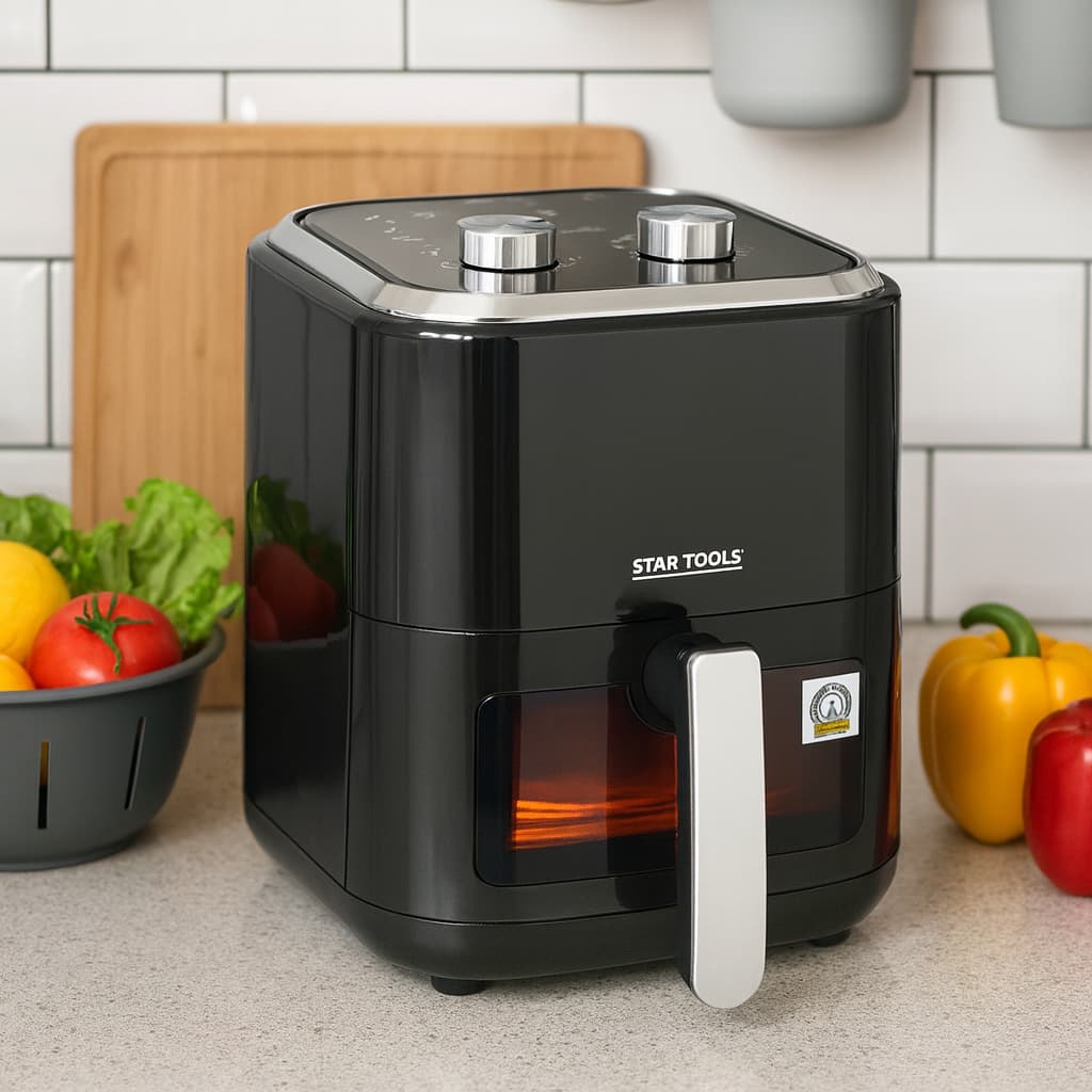 Fritadeira AirFryer Elétrica 5 Litros 1350W Sem Óleo 220V Timer Cozinha Controle Temperatura Fácil