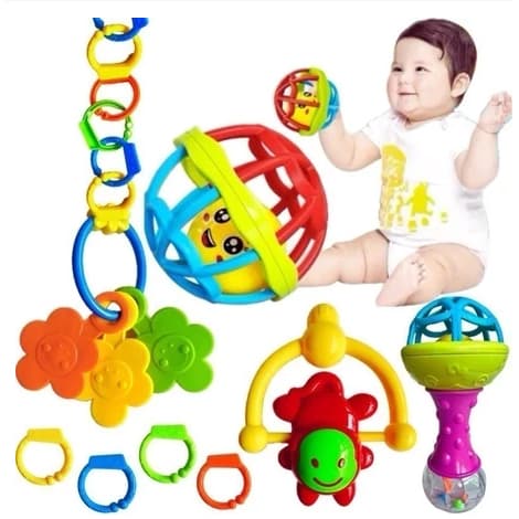 Kit Brinquedos Para Bebê Chocalhos Mordedor Sensorial  Brinquedo Infantil Musical Coisas de Bebê Neném Criança