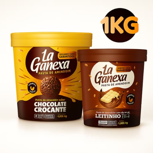 Kit Pasta de Amendoim La Ganexa Zero Açúcar com Whey Protein Leitinho Black e Chocolate Crocante