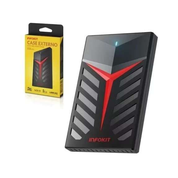 Case Hd Externo Hdd 2.5 Ssd Usb 3.0 Sata 3 Com Led Infokit Ecase-350 Ps4 Xbox One Pc 5gbps