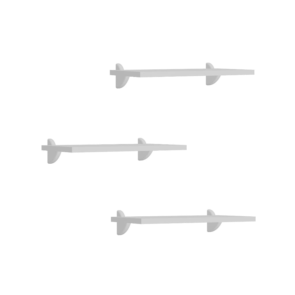 Kit Jogo 3 Prateleiras Suporte De Livro De Parede 100% Madeira Branco 50 X 20 Porta Quadros