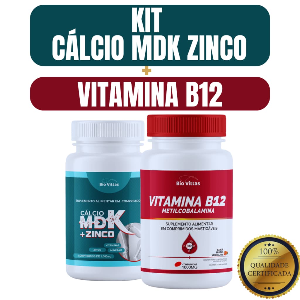 Suplemento Vitamina B12 Mastigável + Cálcio | Magnésio | Zinco | Vitamina D e K - Bio Vittas [2]
