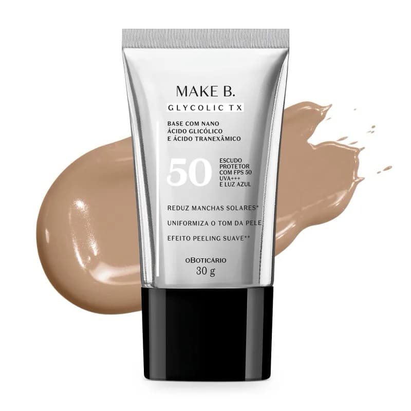 Base Líquida Make B. Glycolic TX Cor 100, 120, 130, 180, 190, 210, 220, 230 30g O Boticário