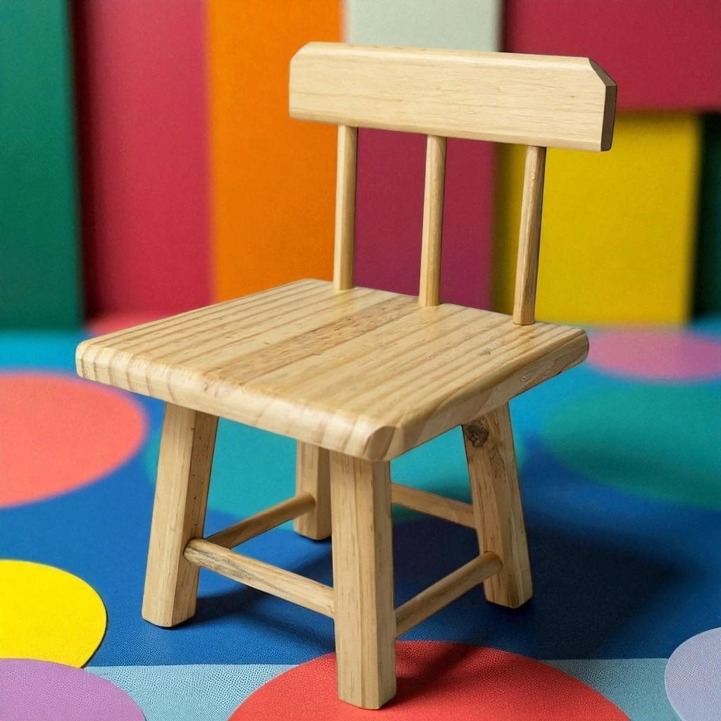 Cadeirinha de madeira infantil para escolinha com encosto 20cm bebe