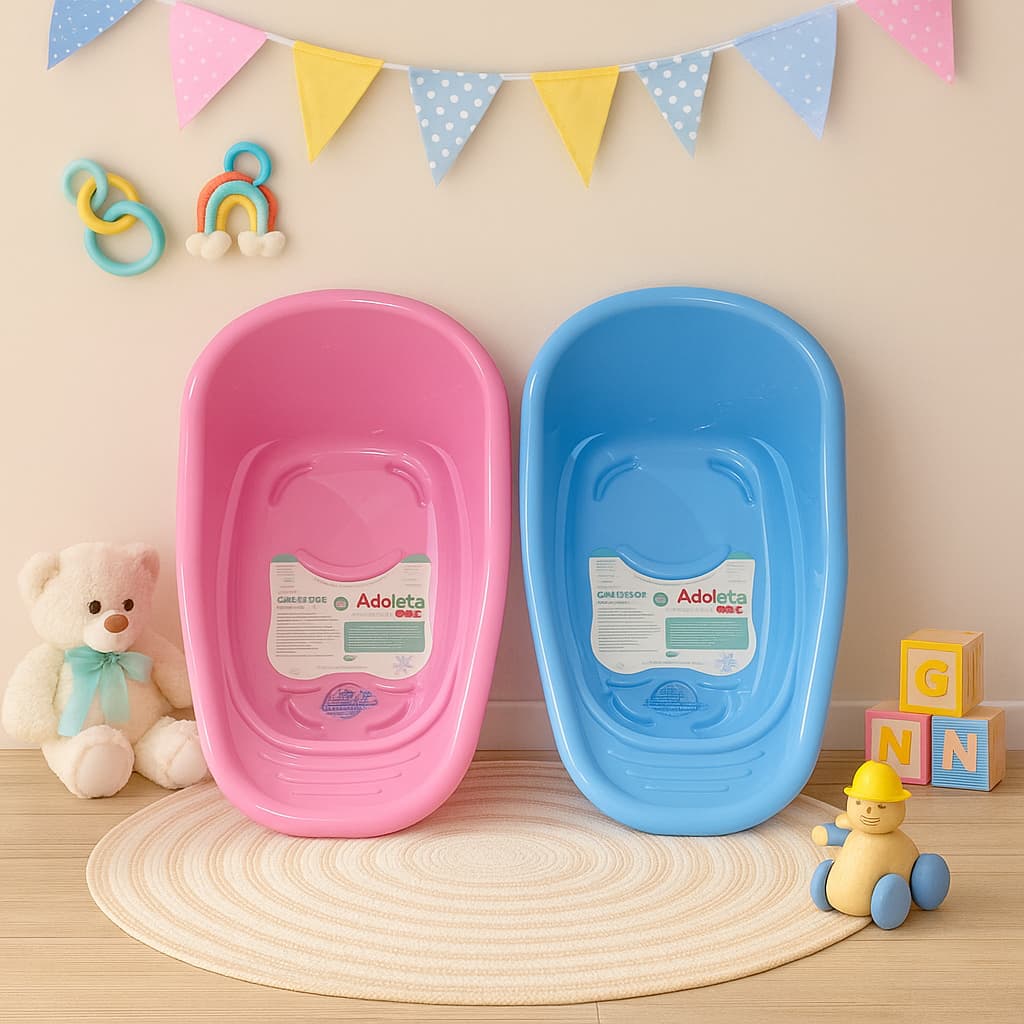 🌟 Banheira Infantil 20L Adolete – Conforto e Segurança para o banho do seu bebê! 🌟