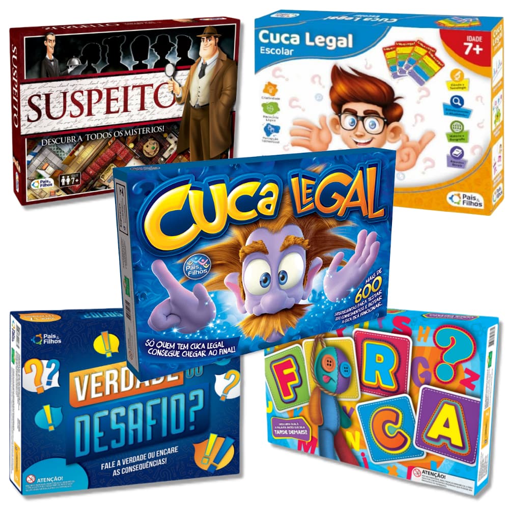 Jogo de tabuleiro para família kit com 5 jogos