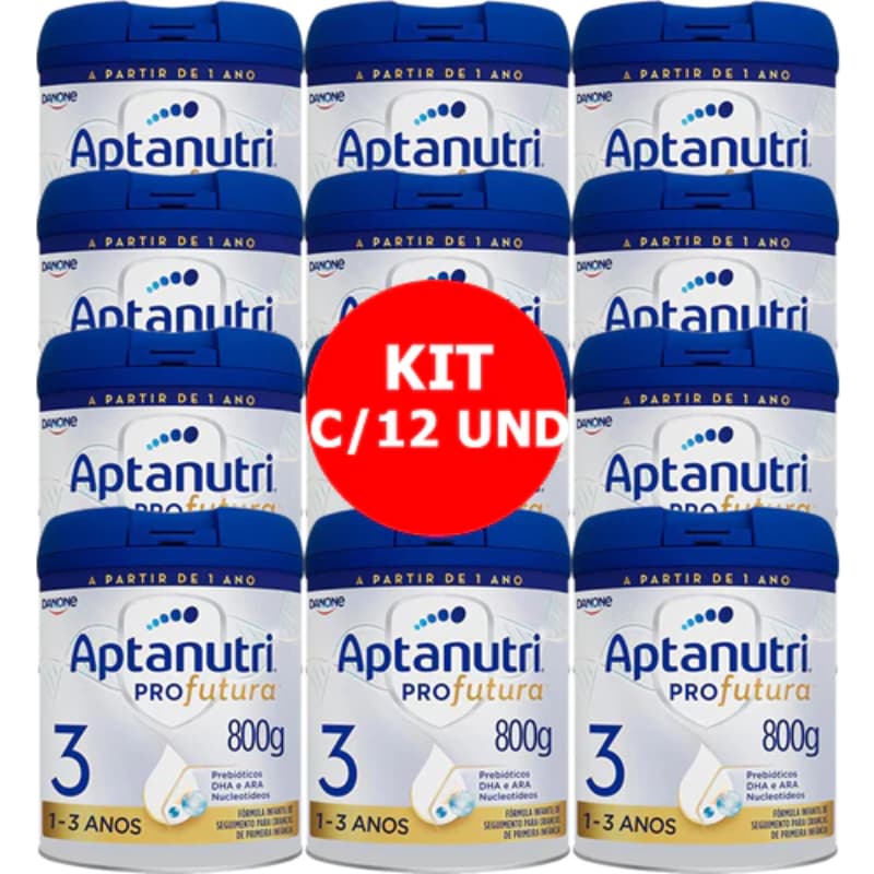 KIT C/12 Leite Fórmula Infantil Aptanutri Pro Futura 3 800g