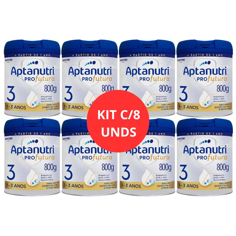 KIT C/8 Leite Fórmula Infantil Aptanutri Pro Futura 3 800g