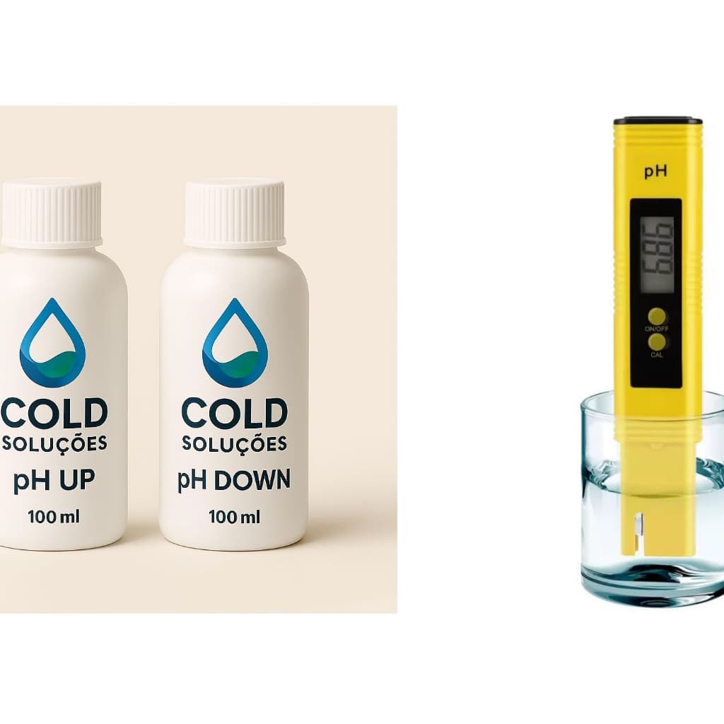 Kit Controle de pH – pH UP + pH DOWN + Medidor Digital | Cultivo, Aquários e Hidroponia