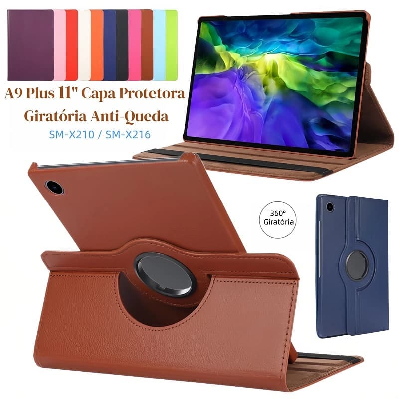 Capa Compatível com capinha para Samsung Tablet  A9 Plus 11” -Capa Giratória 360° Antichoque com Suporte Ajustável