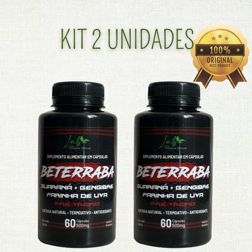 Kit 2 - Pré treino - Beterraba + Farinha de uva + Guaraná + Gengibre