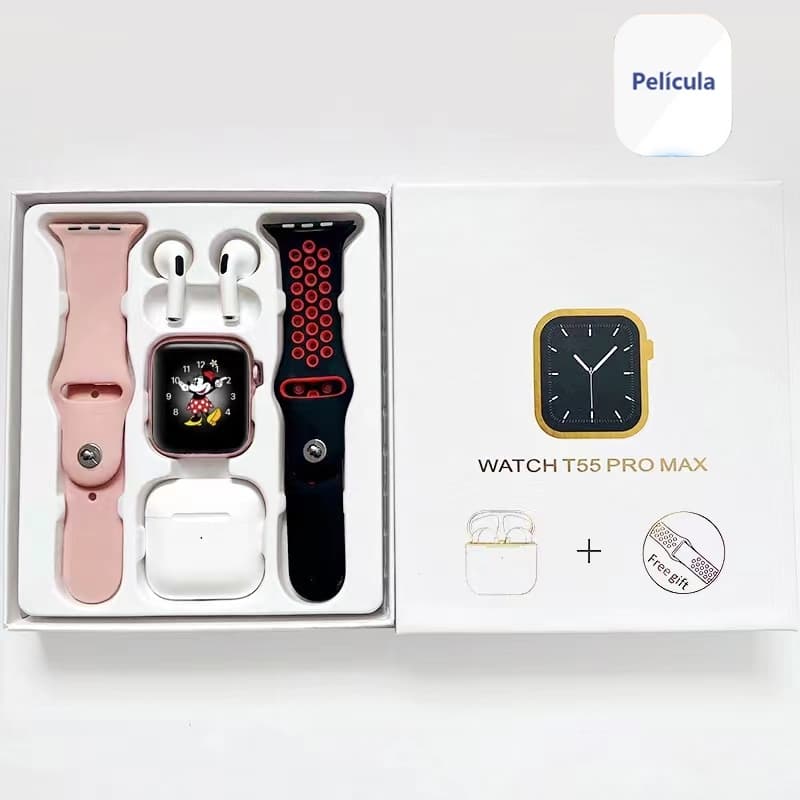 T55 ultimat Smartwatch Monitor De Frequência Cardíaca TWS Fone De Ouvido 2 Em 1 2.01 Polegadas Modo Multiesporte Relógio