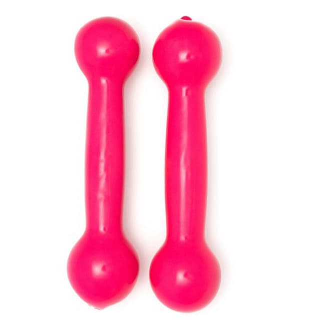 Par de halteres emborrachado rosa meio kg 1/2 (1kg total) treino academia fisioterapia