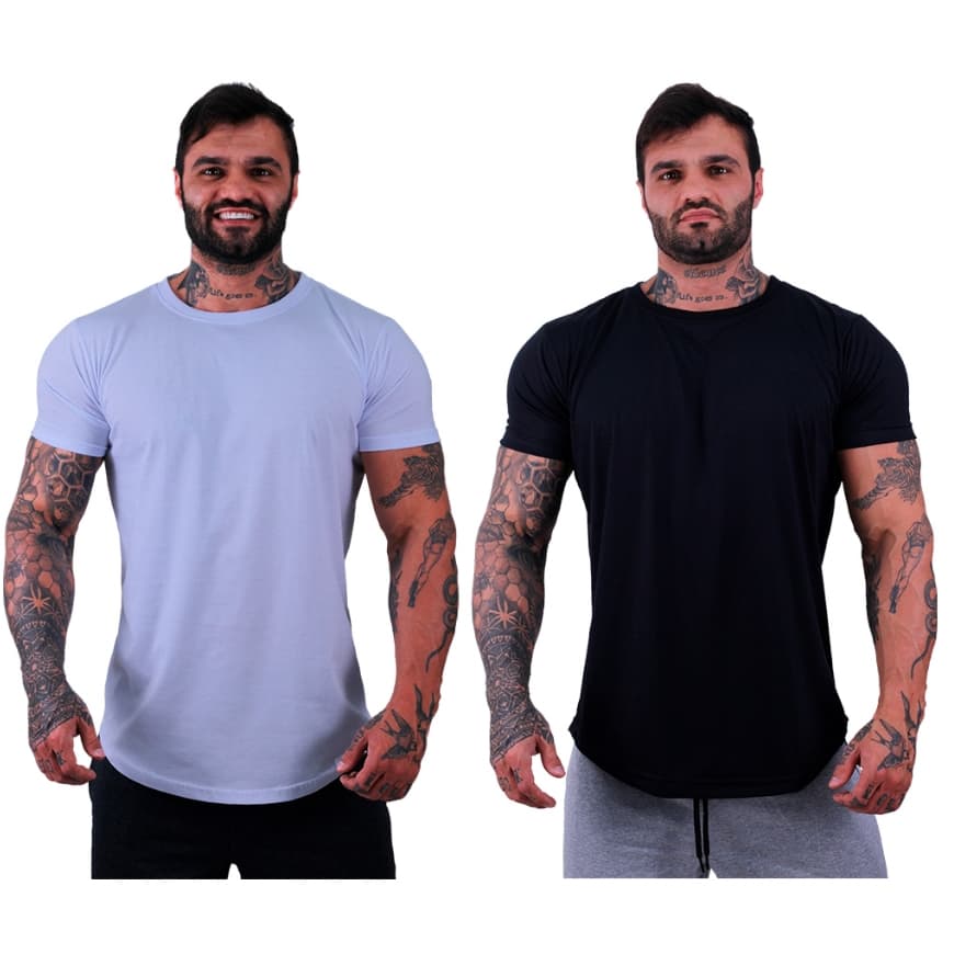 Kit 2 Camisetas Longlines MXD Conceito Estampa Lisas Dia-a-Dia Treino Musculação e Lazer