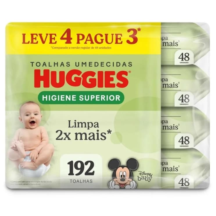 Lenço Umedecido Bebê Huggies Disney Baby Max Clean Pacote 4