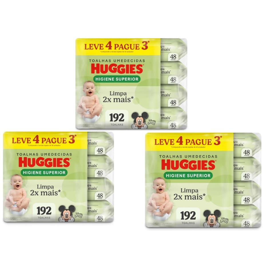 Lenço Umedecido Bebê Huggies Disney Baby Max Clean 3 Pacotes Atacado