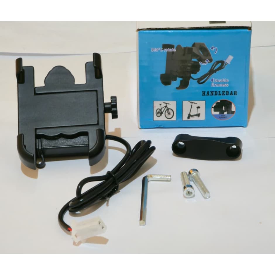 Suporte de Celular com Carregador USB para Moto Ajustável, Reforçado e com Alimentação Direta 12V
