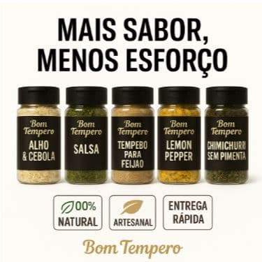 Kit 5 Temperos – Bom tempero | Artesanal e Envio Rápido
