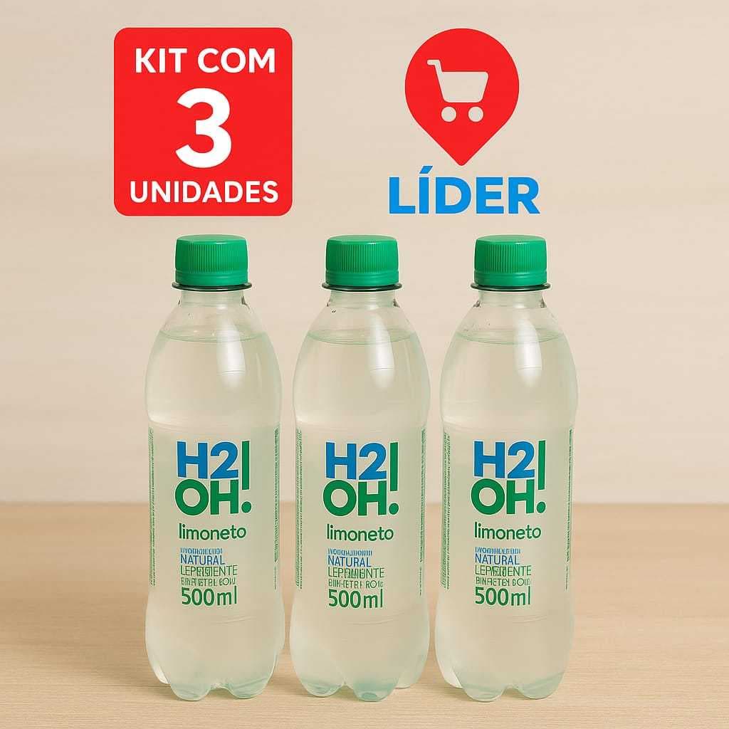 Kit 3 Limoneto Refrigerante H2O 500ml Gasificado Limão Refrigerante