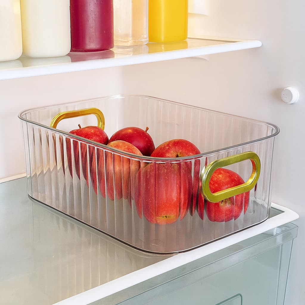 Caixa Organizadora Decorativa Transparente Empilhável Multiuso Casa Cozinha Banheiro Utensílios