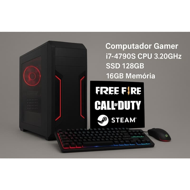 Computador Gamer i7-4790S CPU 3.20GHz rtx 3070ti OC SSD 128gb 8Gb Memória + HD 320GB