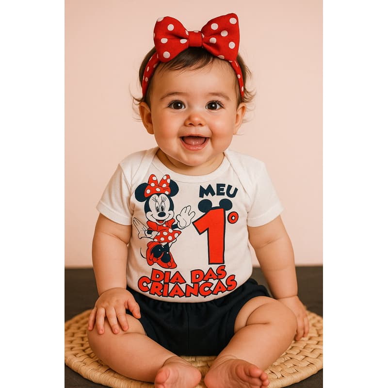 Kit Short E Body Roupinha De Bebe 2 Peças Frases Enxoval Menina