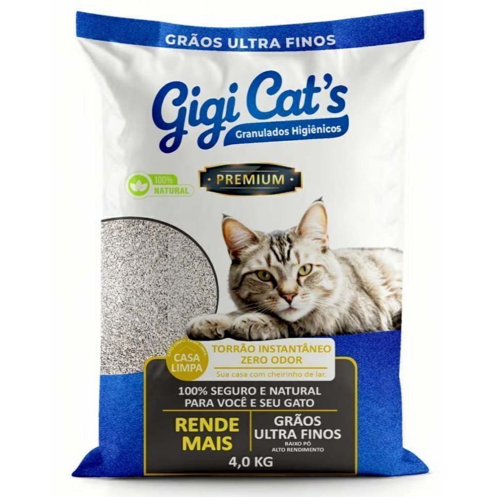 Areia Sanitária para Gatos Gigi cats – Extra Fina Premium Line – 4kg