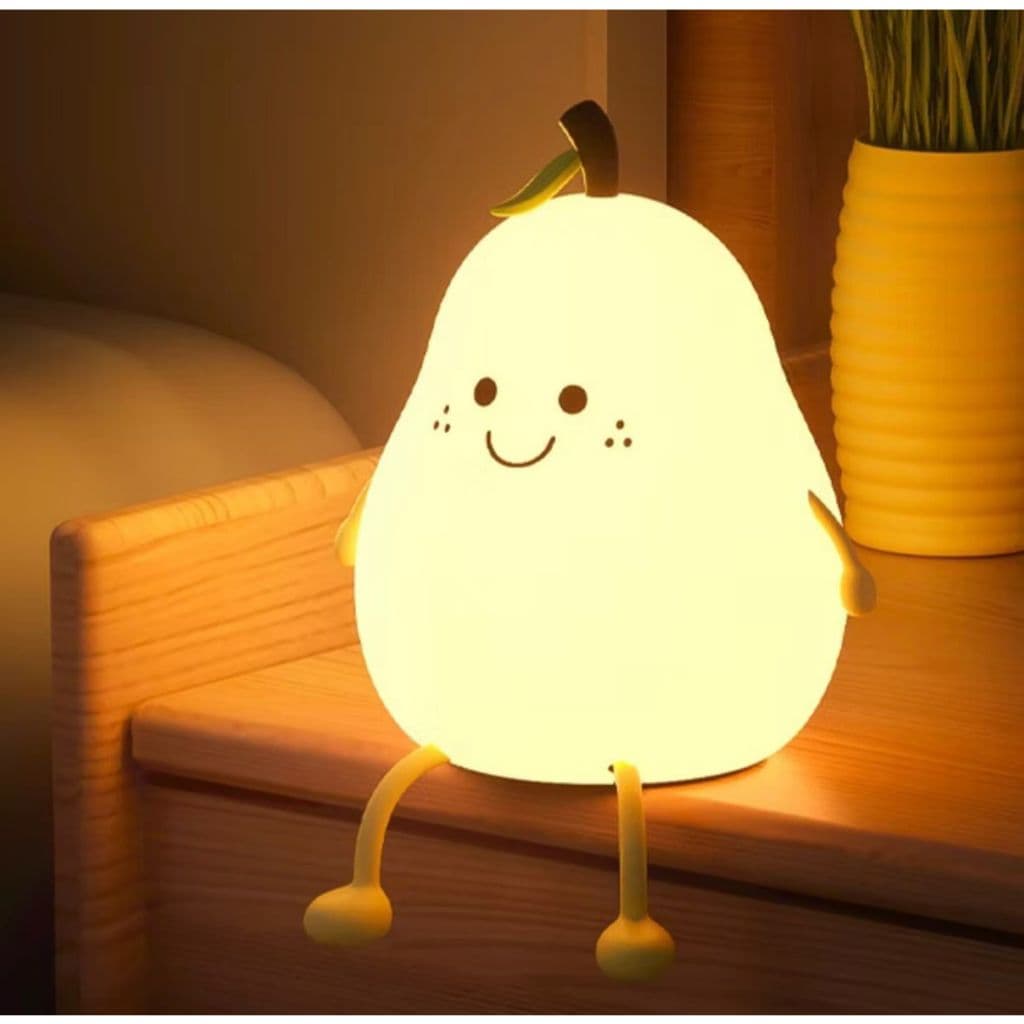 Luminária Abajur Pêra Fofo de Silicone – Abajur Luminária de Mesa LED Recarregável