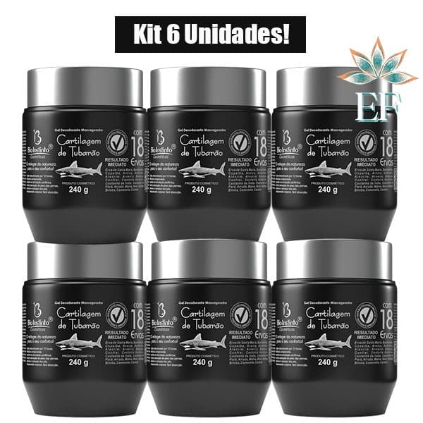 KIT 6 Unidades Gel CARTILAGEM DE TUBARÃO com 18 ERVAS 240g BIO INSTINTO
